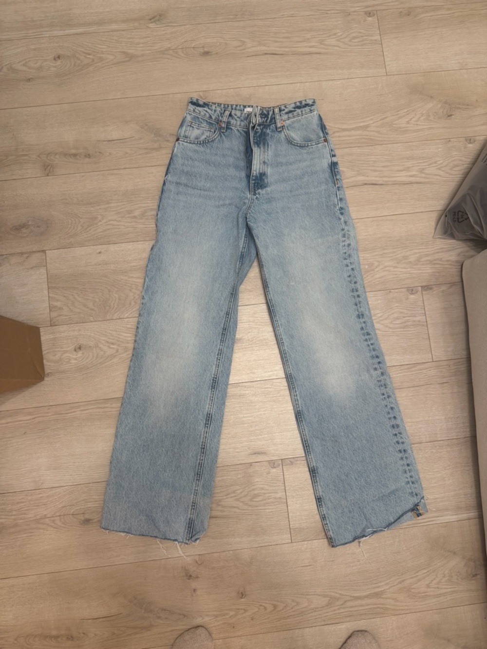 Zara Light Blue Wide Leg Jeans